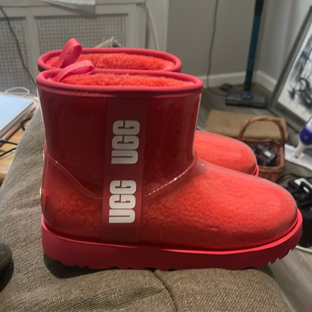 Ugh rain boots coral color
